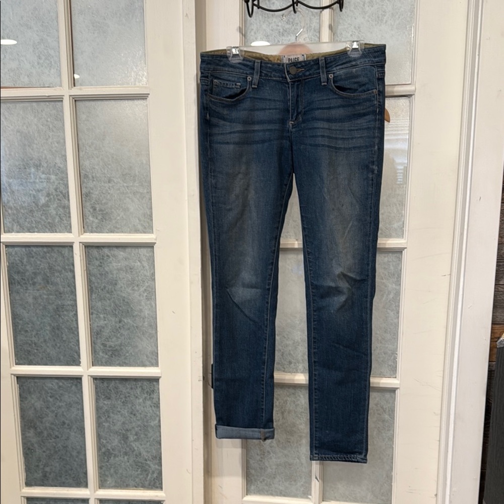 PAIGE Blue Straight Leg  Cropped Jeans Classic Denim Style